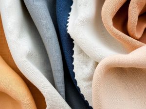 Texturi de material textil aranjate pe o masă.