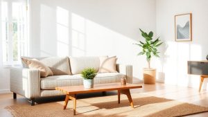 Mobilier eco-friendly într-o locuință modernă.