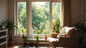 Casă ecologică cu grădină verde și lumină naturală.